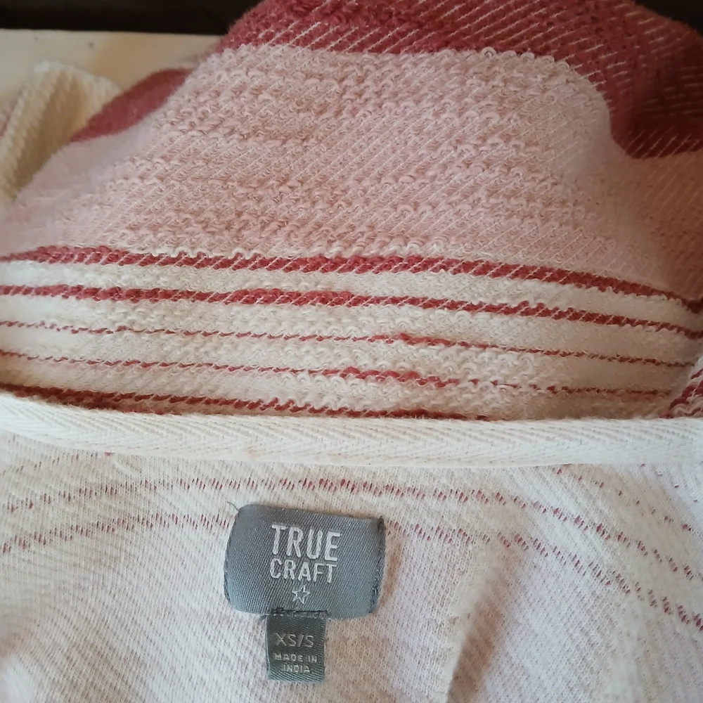 True Craft Red Striped Oversized Kimono Topper S/XS